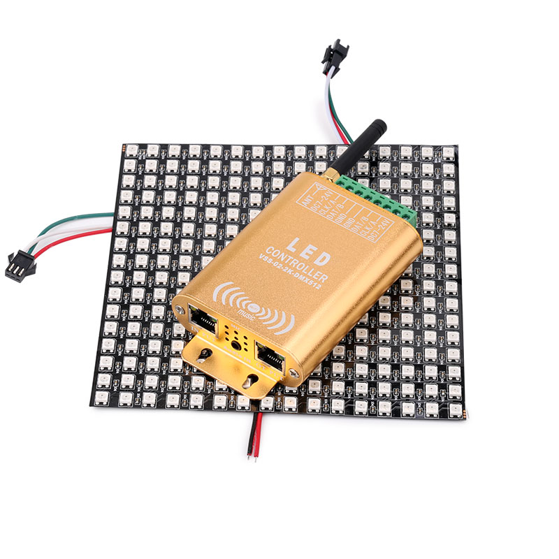 DC7-24V Double Channels 2048 pixels LED WIFI SPI Music Spectrum Android Controller For WS2812B, SK6812 RGB/RGBW Addressable LED Strip Lights APP Support Input Content